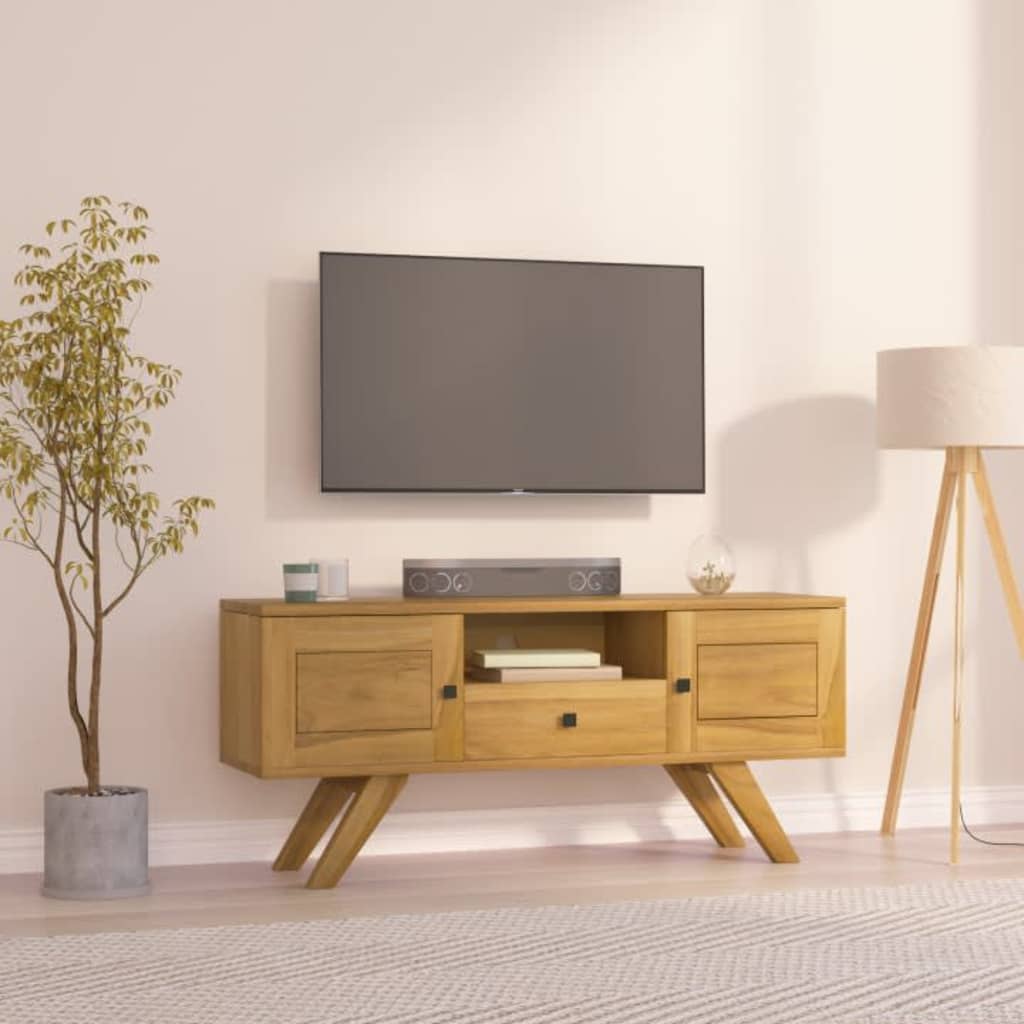 Mobile Porta TV 110x30x50 cm in Legno Massello di Teak - homemem39