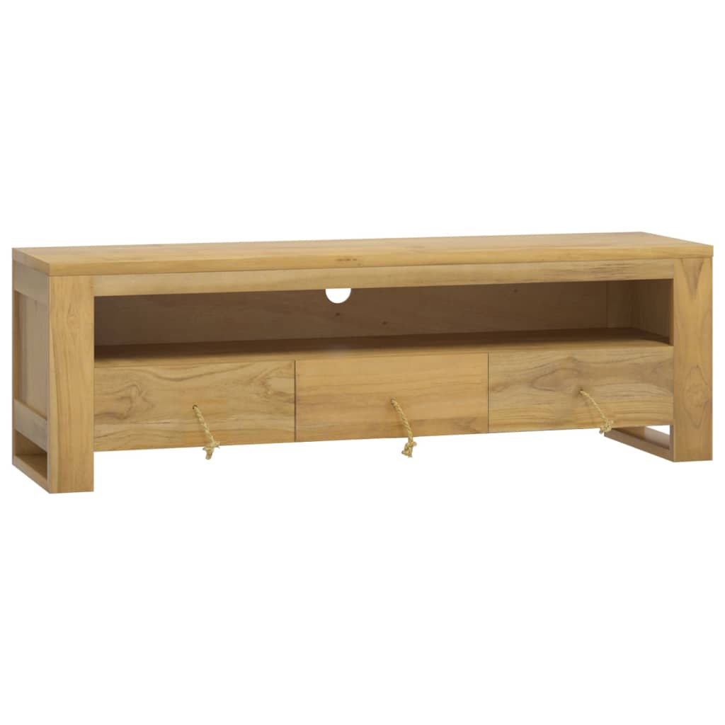 Mobile Porta TV 110x30x35 cm in Legno Massello di Teak - homemem39