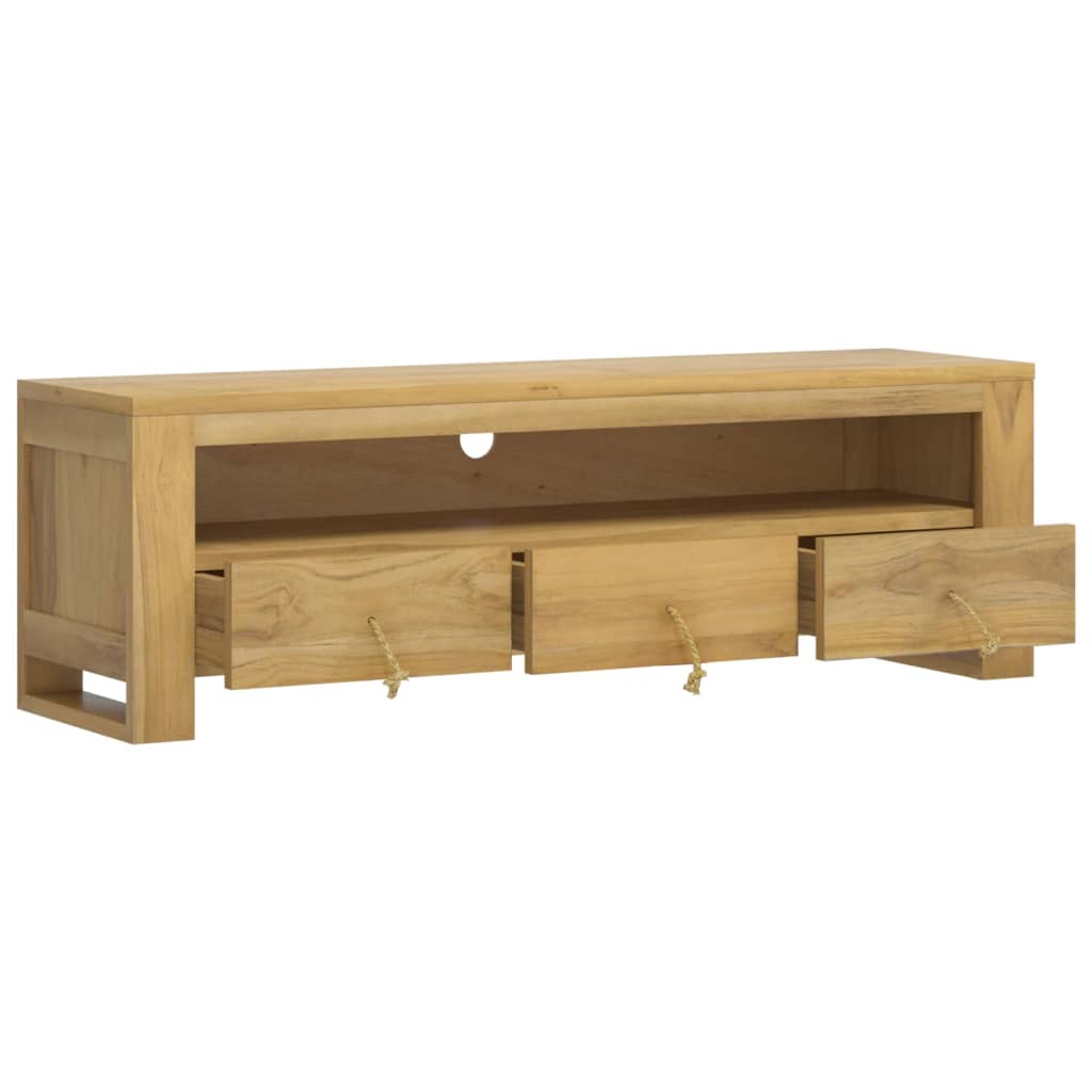 Mobile Porta TV 110x30x35 cm in Legno Massello di Teak - homemem39