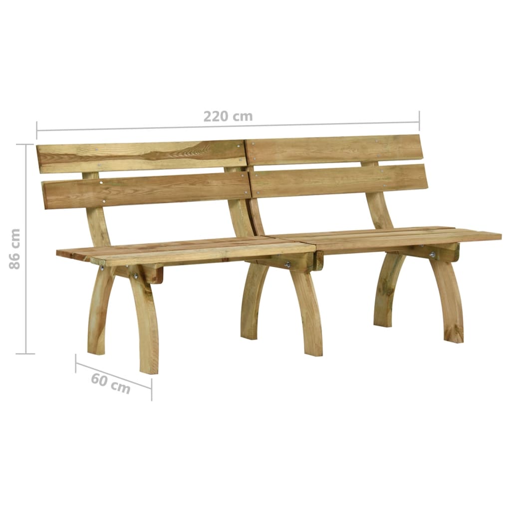 Panchina da Giardino 220 cm in Legno di Pino Impregnato - homemem39