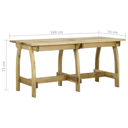 Tavolo da Giardino 160x74x75 cm in Legno di Pino Impregnato - homemem39