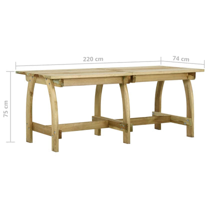 Tavolo da Giardino 220x74x75 cm in Legno di Pino Impregnato - homemem39