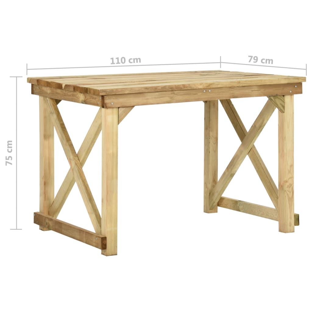 Tavolo da Giardino 110x79x75 cm Legno di Pino Impregnato - homemem39