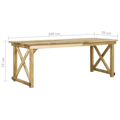 Tavolo da Giardino 200x79x75 cm in Legno di Pino Impregnato - homemem39