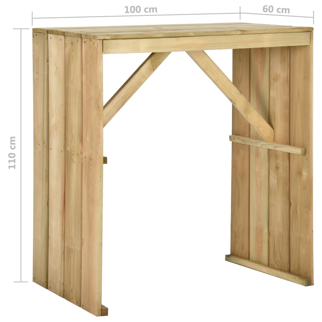 Tavolo da Bar 100x60x110 cm in Legno di Pino Impregnato - homemem39