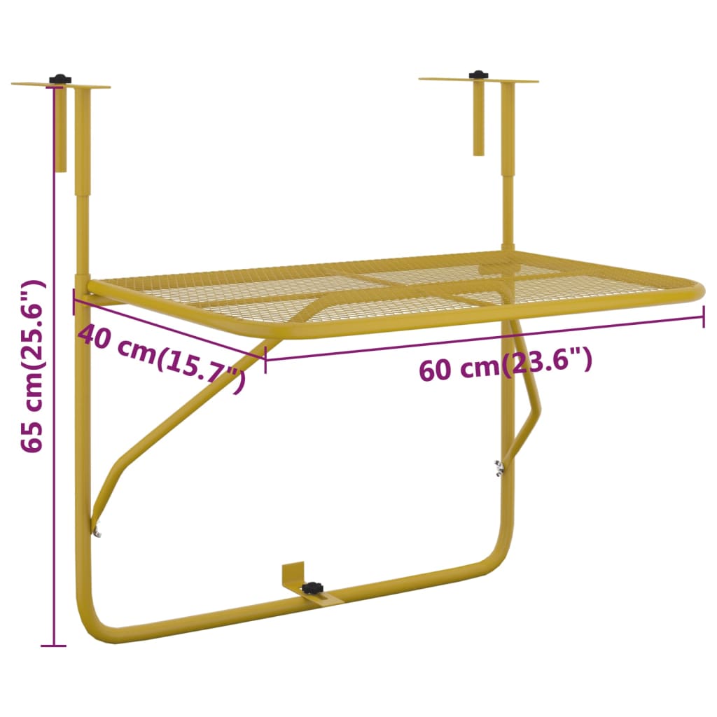 Tavolo da Balcone Oro 60x40 cm in Acciaio - homemem39