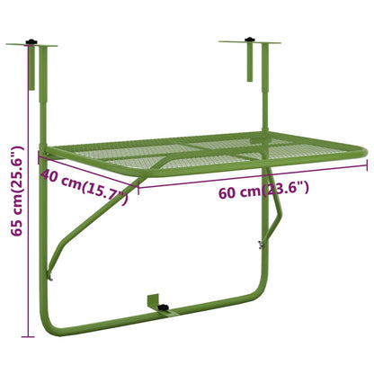 Tavolo da Balcone Verde 60x40 cm in Acciaio - homemem39