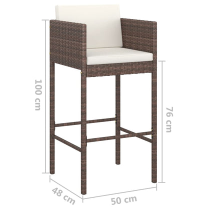 Set Bar da Giardino 3 pz con Cuscini Polyrattan Marrone - homemem39