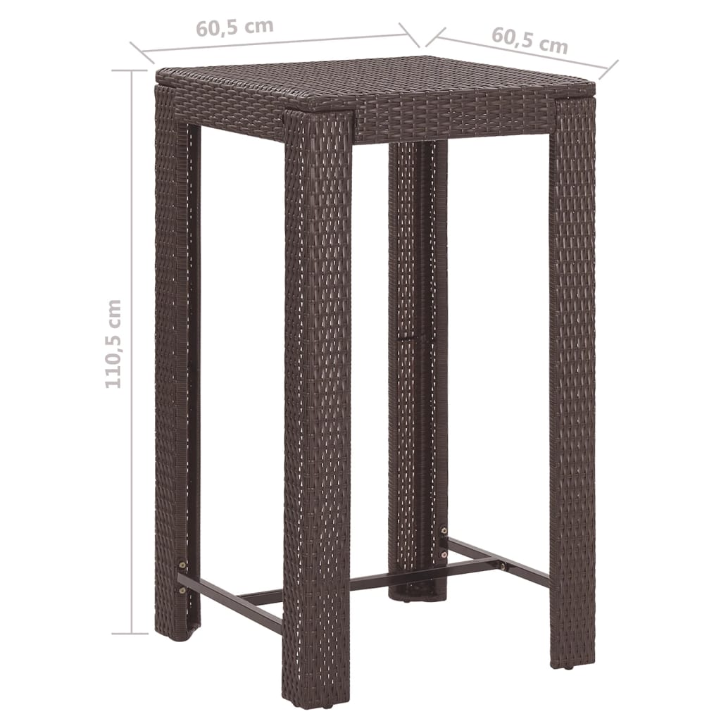 Set Bar da Giardino 3 pz con Cuscini Polyrattan Marrone - homemem39