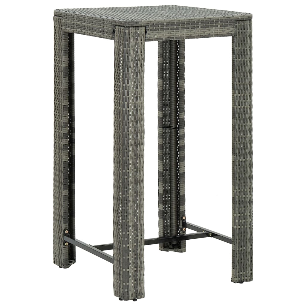 Set Bar da Giardino 3 pz con Cuscini in Polyrattan Grigio - homemem39