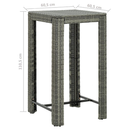 Set Bar da Giardino 3 pz con Cuscini in Polyrattan Grigio - homemem39