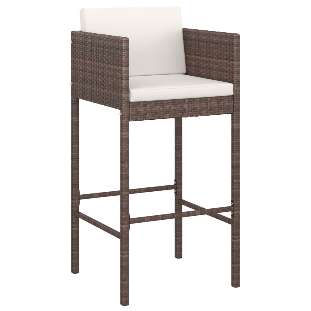 Set da Bar da Giardino 5 pz con Cuscini in Polyrattan Marrone - homemem39