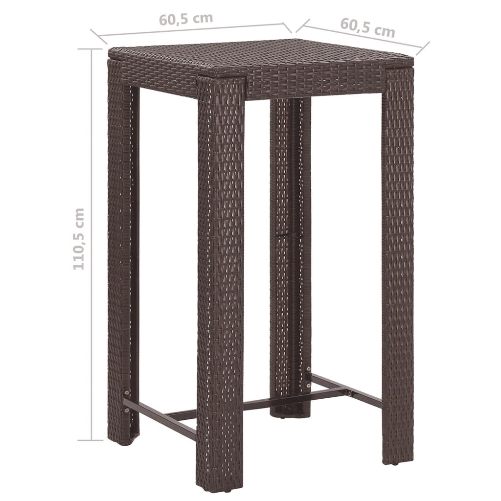 Set da Bar da Giardino 5 pz con Cuscini in Polyrattan Marrone - homemem39