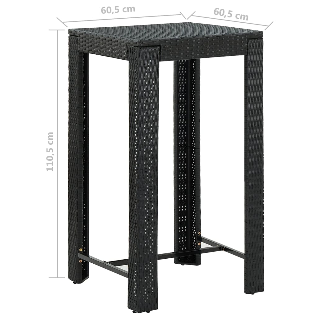 Set Bar da Giardino 5 pz con Cuscini Polyrattan Nero - homemem39