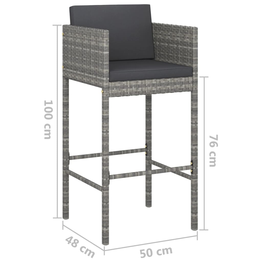 Set da Bar da Giardino 5 pz con Cuscini in Polyrattan Grigio - homemem39