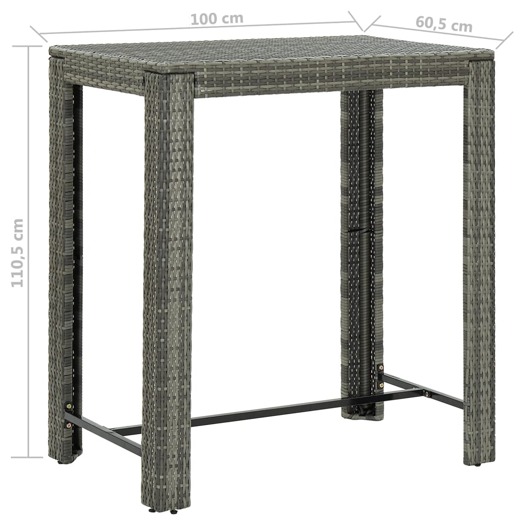 Set da Bar da Giardino 5 pz con Cuscini in Polyrattan Grigio - homemem39