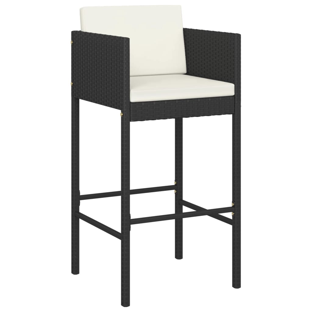 Set Bar da Giardino 3 pz con Cuscini Polyrattan Nero - homemem39