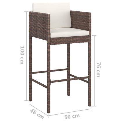 Set da Bar da Giardino 5 pz con Cuscini in Polyrattan Marrone - homemem39