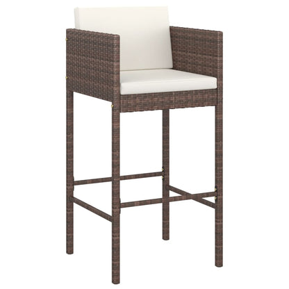 Set da Bar da Giardino 7 pz con Cuscini in Polyrattan Marrone - homemem39