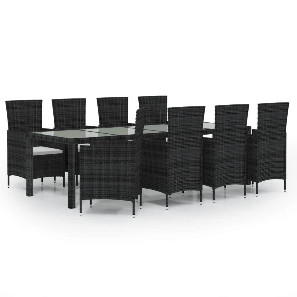 Set da Pranzo da Giardino 9 pz con Cuscini Polyrattan Marrone - homemem39