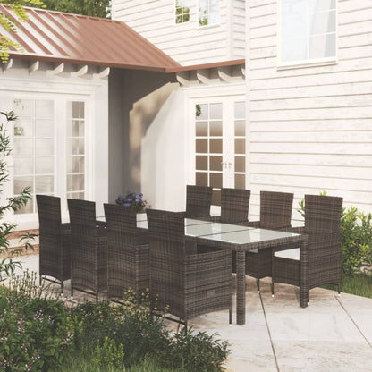 Set da Pranzo da Giardino 9 pz con Cuscini Polyrattan Marrone - homemem39