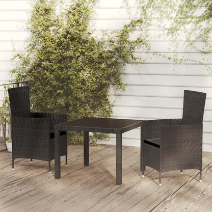 Set Mobili da Giardino 3 pz con Cuscini in Polyrattan Nero - homemem39