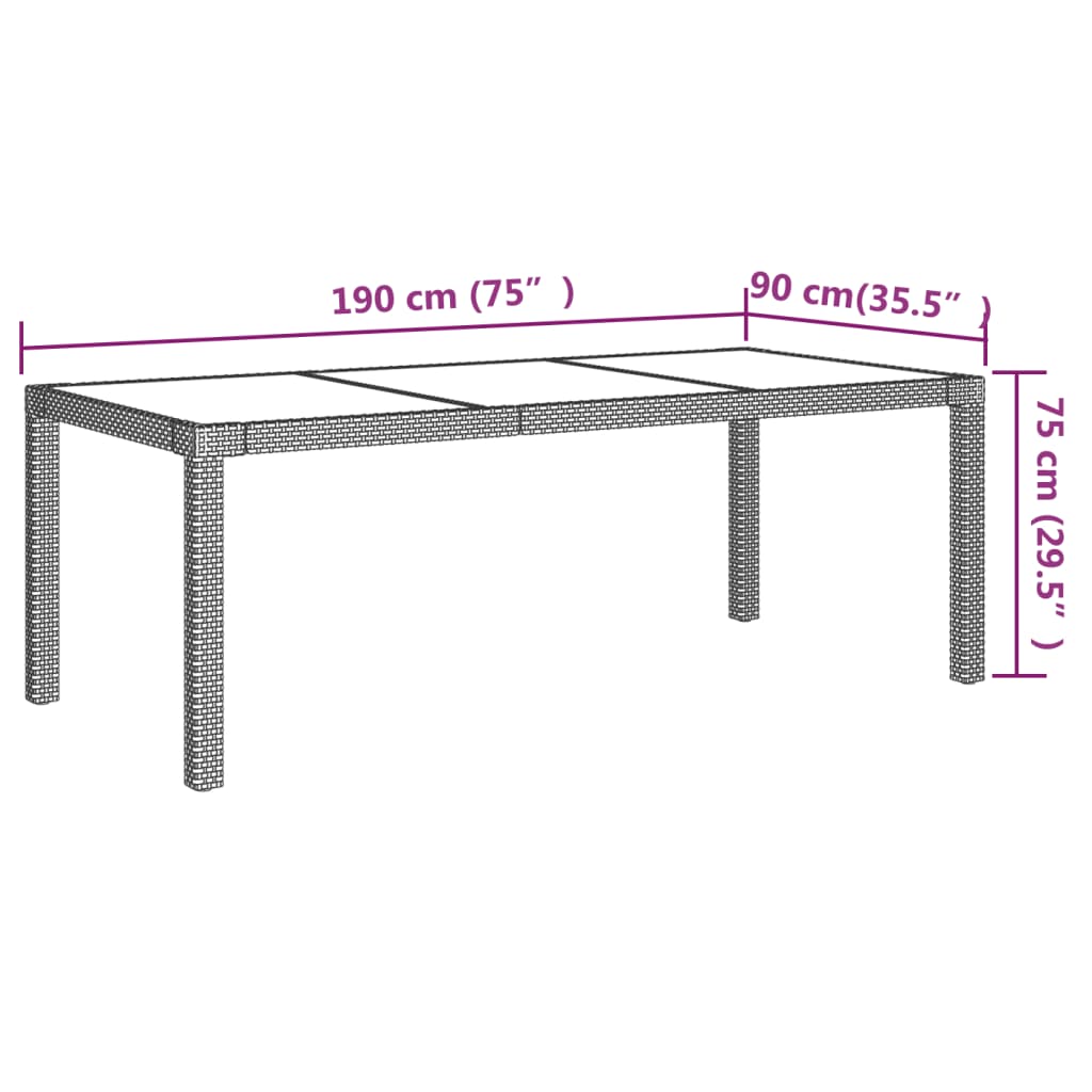 Set Mobili da Giardino 7 pz con Cuscini in Polyrattan Nero - homemem39