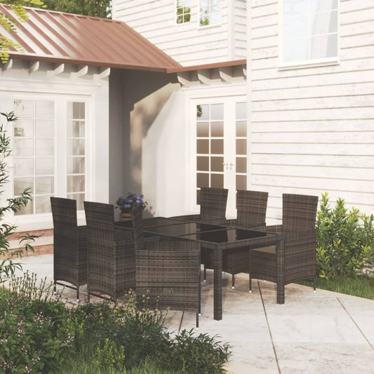 Set Mobili da Giardino 7 pz con Cuscini in Polyrattan Nero - homemem39