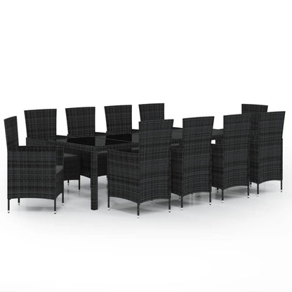 Set Mobili da Giardino 11 pz con Cuscini in Polyrattan Nero - homemem39