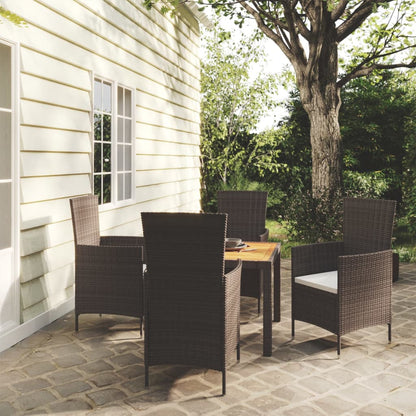 Set Mobili da Giardino 5 pz con Cuscini in Polyrattan Nero - homemem39