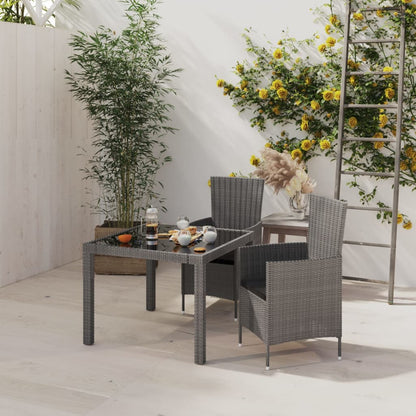 Set da Pranzo per Esterni 3 pz con Cuscini in Polyrattan Grigio - homemem39