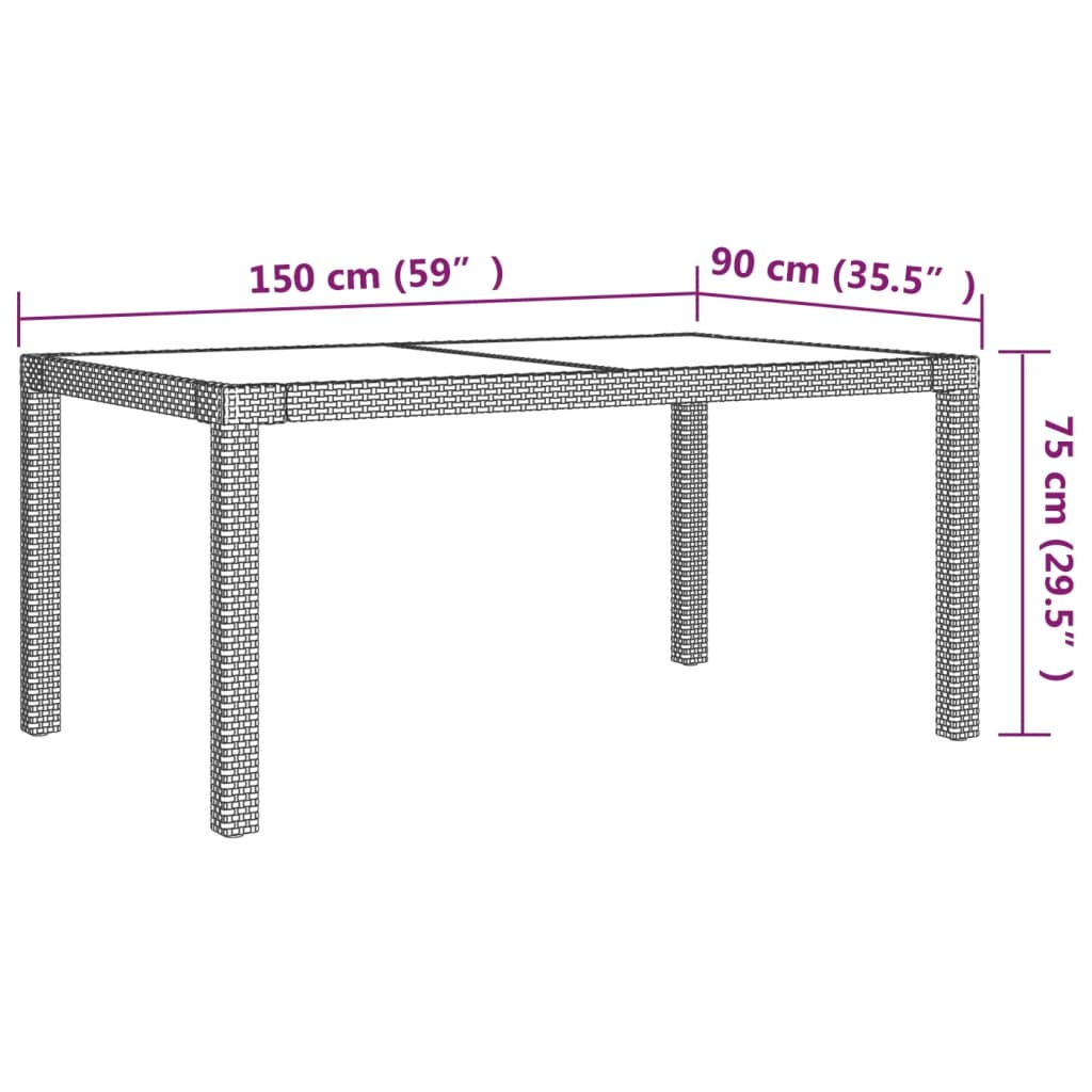 Set da Pranzo da Esterno 5 pz con Cuscini in Polyrattan Grigio - homemem39