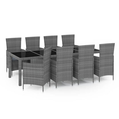 Set da Pranzo da Esterno 9 pz con Cuscini in Polyrattan Grigio - homemem39