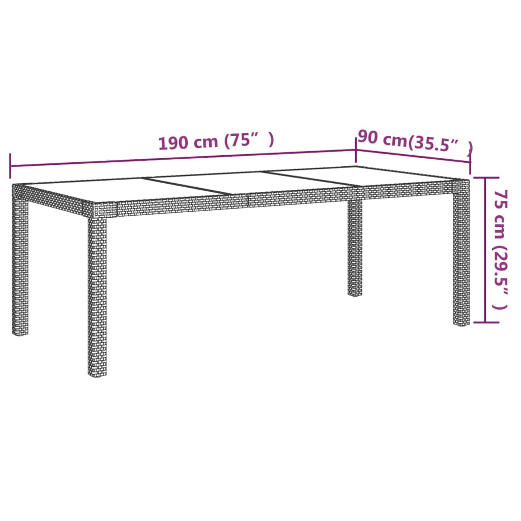 Set da Pranzo per Esterni 7 pz con Cuscini in Polyrattan Grigio - homemem39