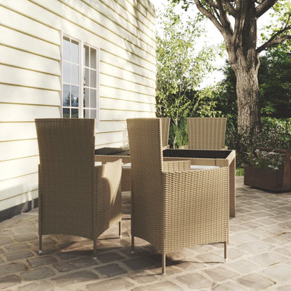 Set Mobili da Pranzo Giardino 5 pz con Cuscini Polyrattan Beige - homemem39