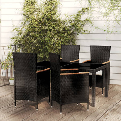 Set Mobili da Giardino 5 pz con Cuscini in Polyrattan Nero - homemem39