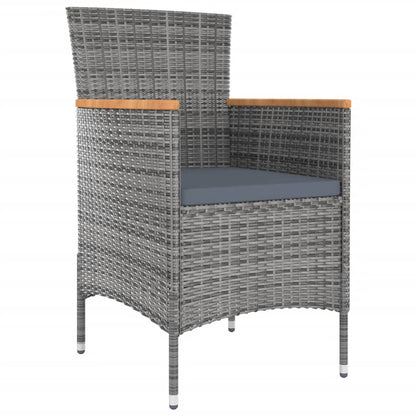 Set da Pranzo da Esterno 5 pz con Cuscini in Polyrattan Grigio - homemem39