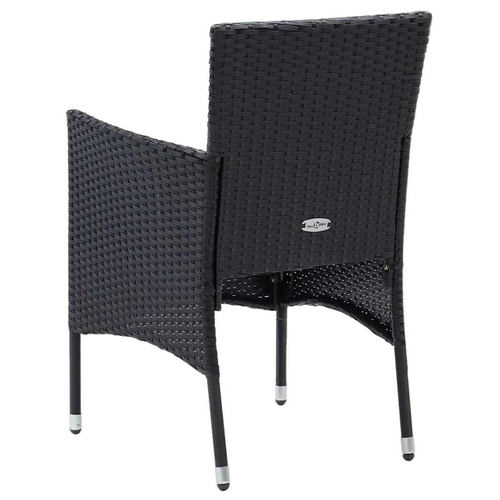 Set da Pranzo per Giardino 7 pz con Cuscini Polyrattan Nero - homemem39