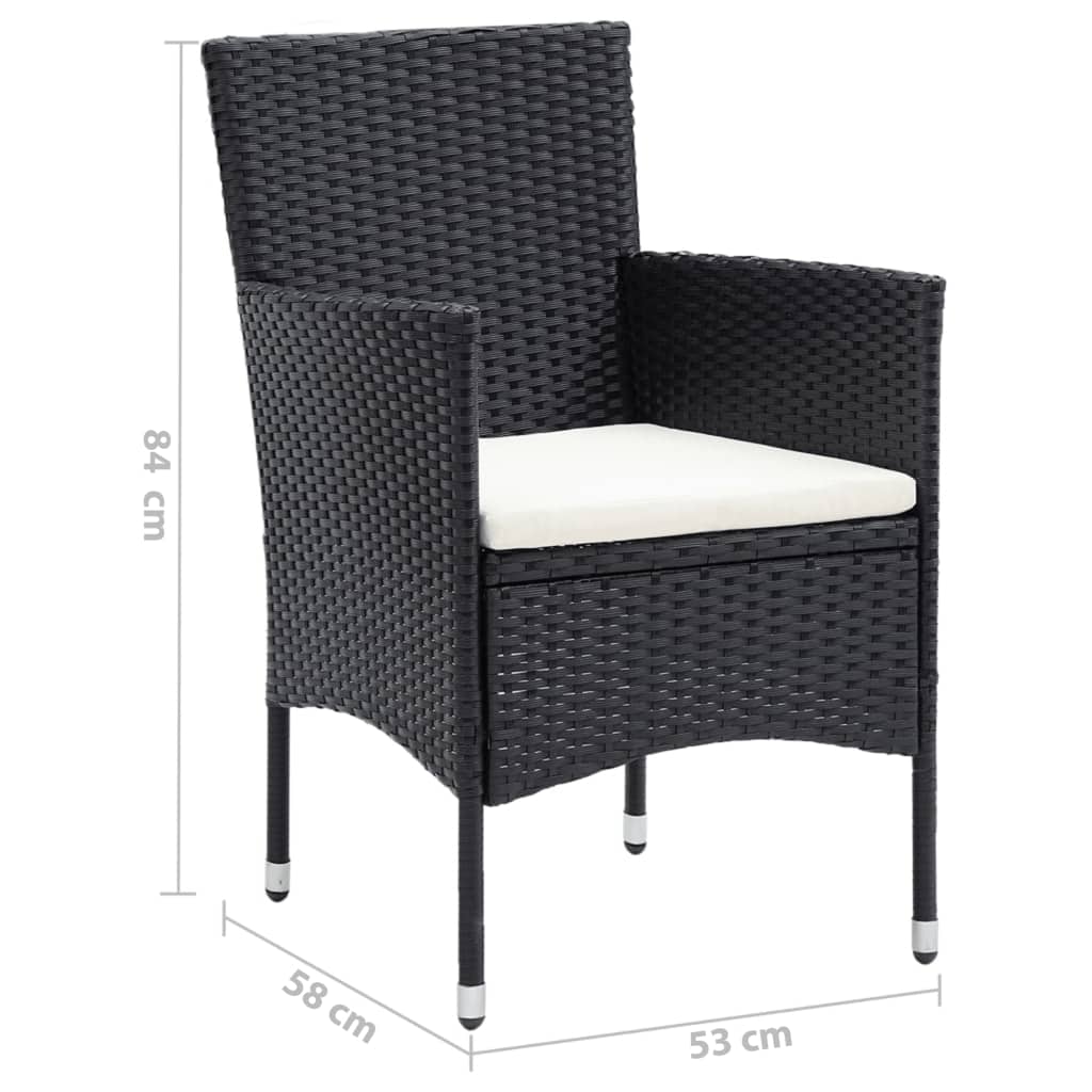 Set da Pranzo per Giardino 7 pz con Cuscini Polyrattan Nero - homemem39