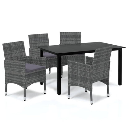 Set da Pranzo per Giardino 5 pz con Cuscini Polyrattan Grigio - homemem39