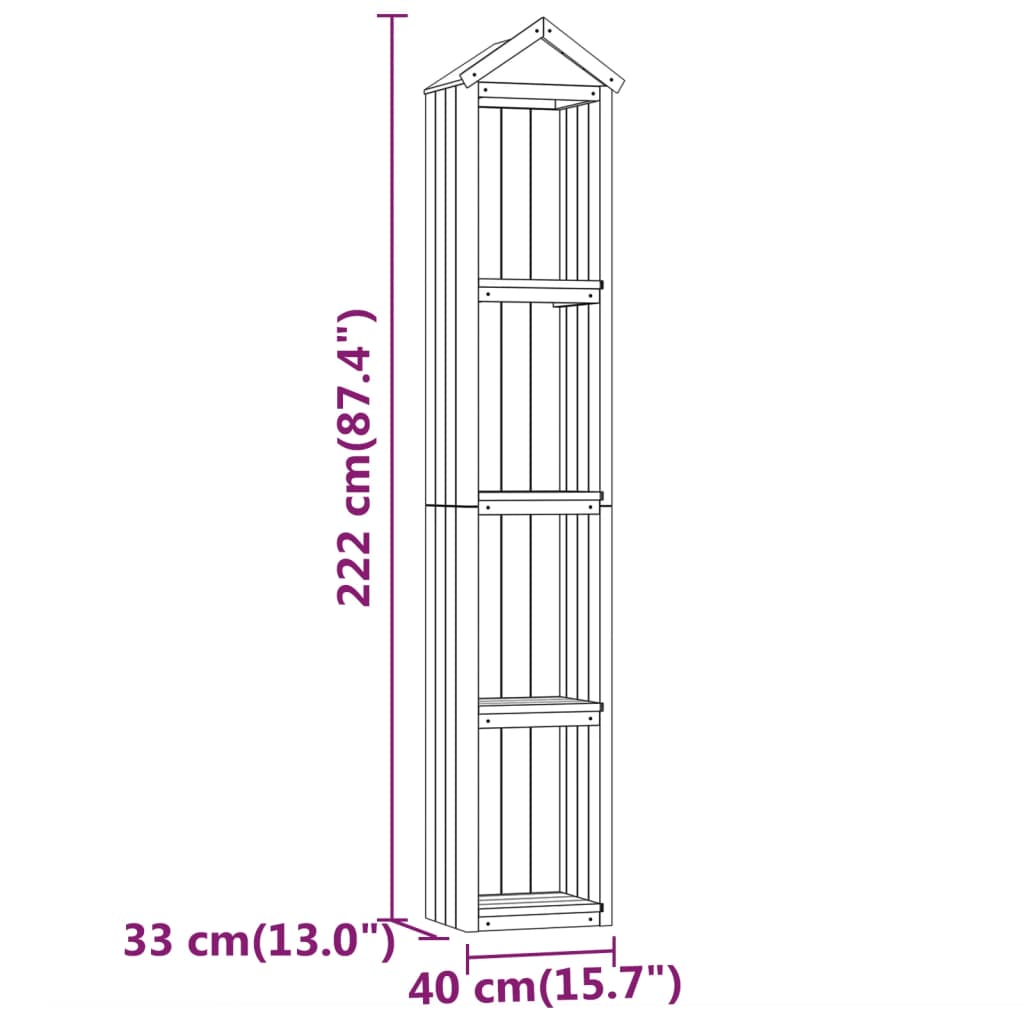 Capanno per Attrezzi da Giardino 40x33x222cm in Pino Impregnato - homemem39