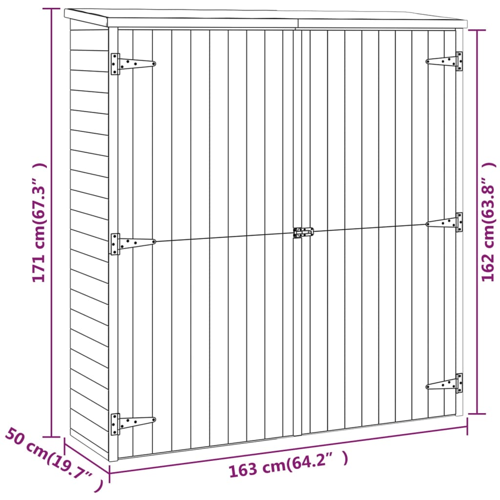 Rimessa Attrezzi Giardino 163x50x171 cm Massello di Pino - homemem39