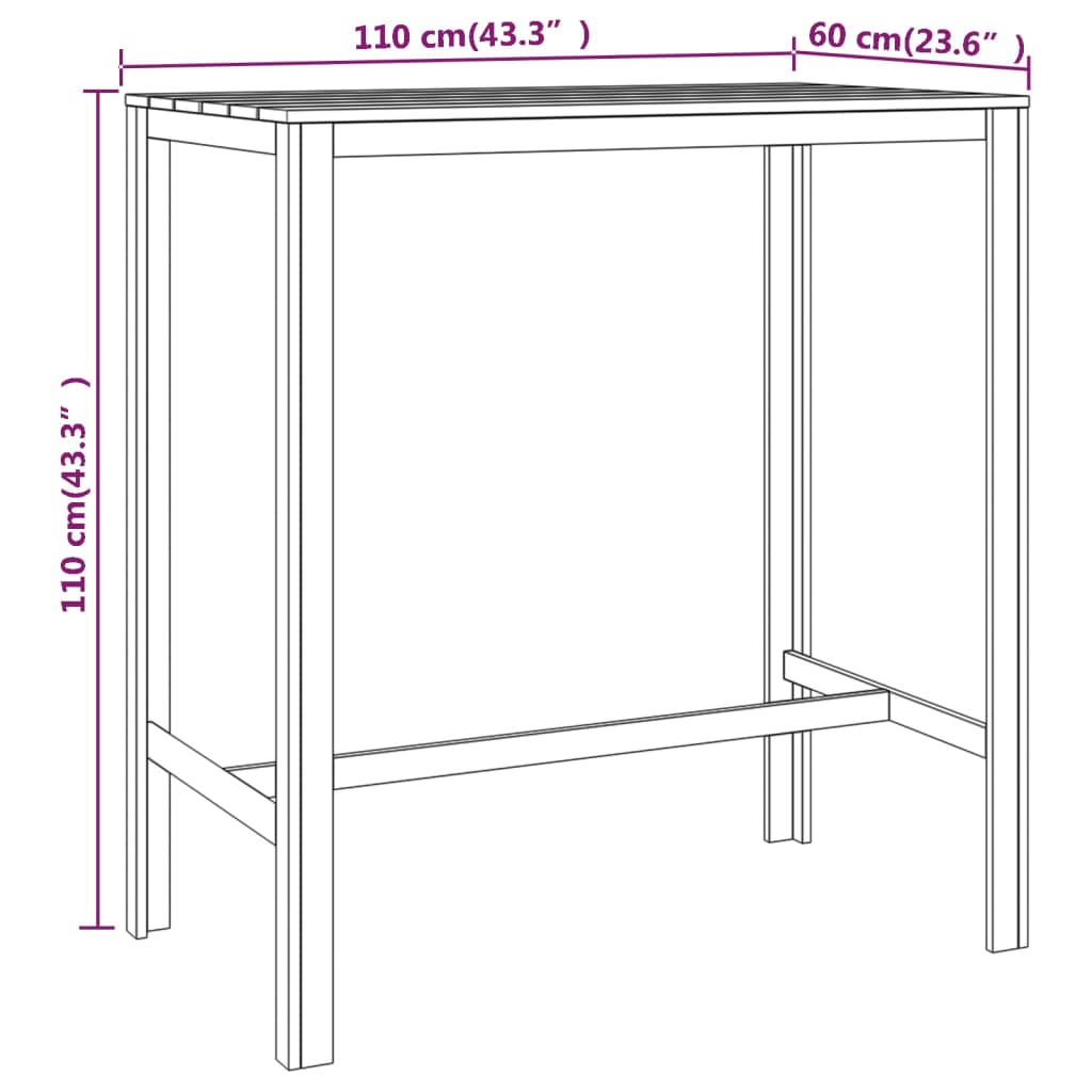 Tavolo da Bar 110x60x110 cm in Legno di Pino Impregnato - homemem39