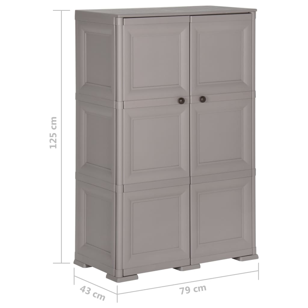 Armadietto in Plastica 79x43x125 cm Effetto Legno Grigio - homemem39