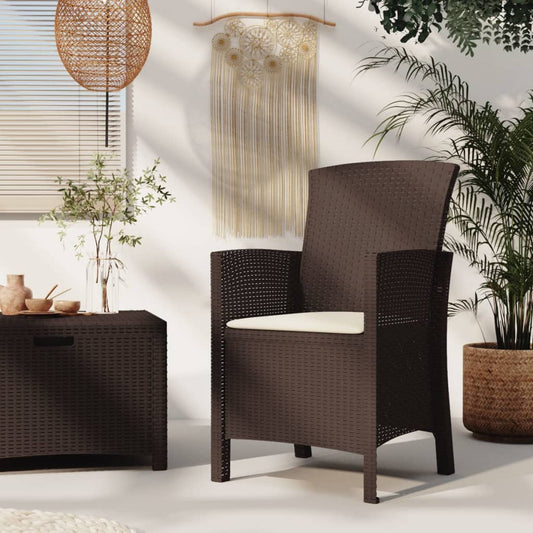 Sedia da Giardino con Cuscino in Rattan PP Marrone - homemem39