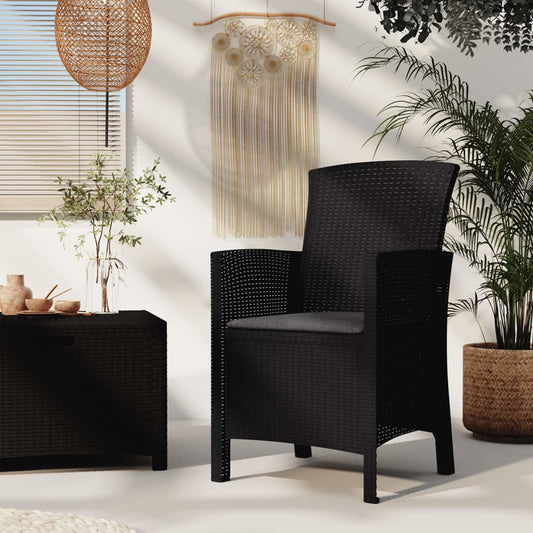 Sedia da Giardino con Cuscino in Rattan PP Grafite - homemem39