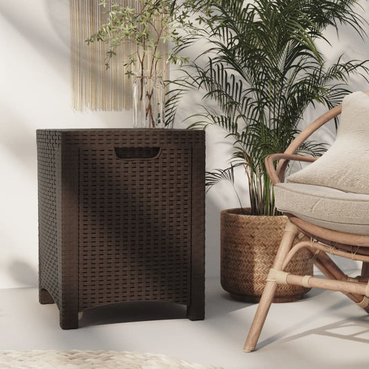 Baule da Giardino 39x39x46 cm in Rattan PP Marrone - homemem39