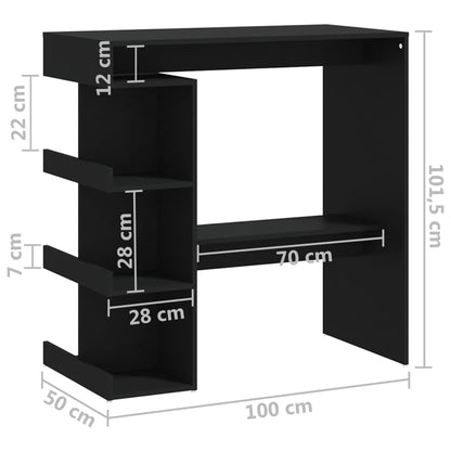 Tavolo da Bar con Ripiani Nero 100x50x101,5 cm in Truciolato - homemem39