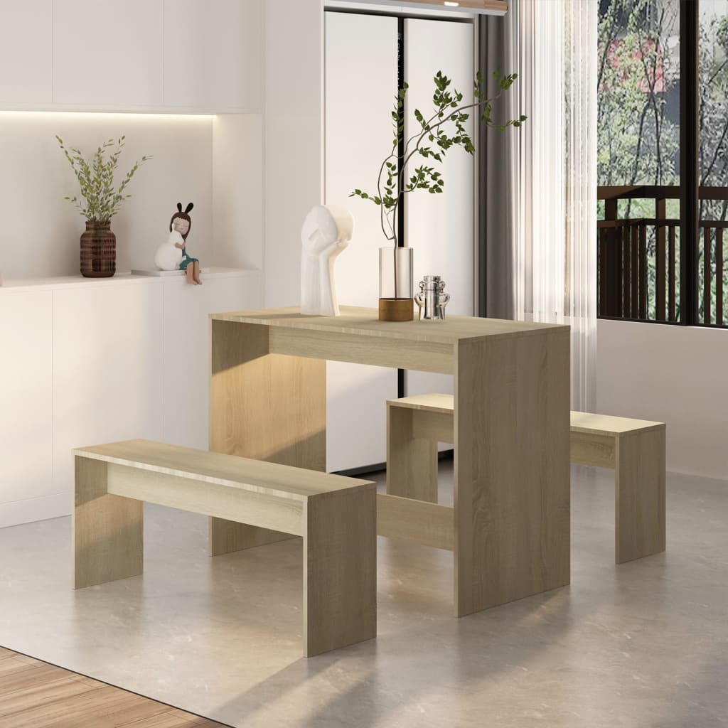 Set da Pranzo 3 pz Rovere Sonoma in Truciolato - homemem39