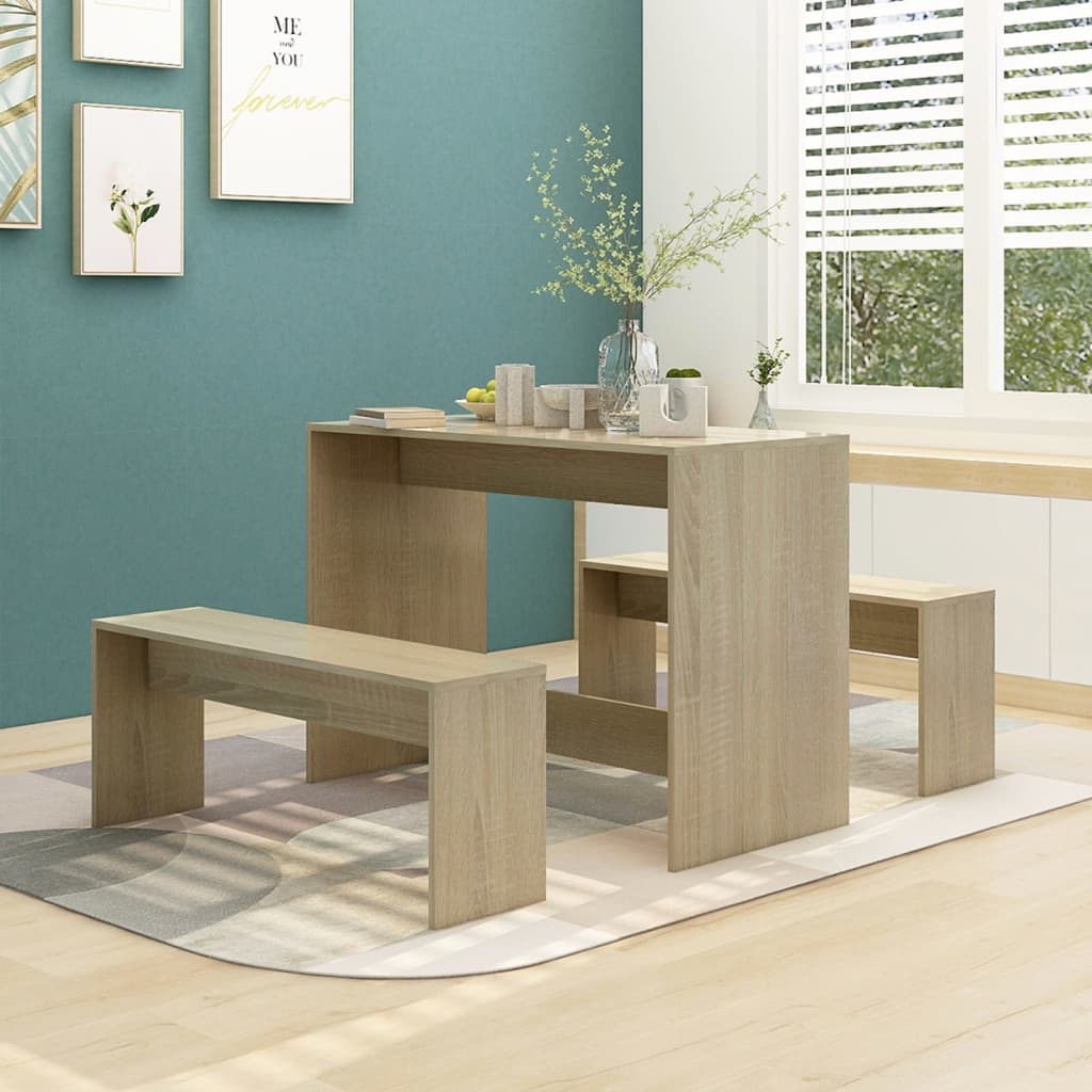 Set da Pranzo 3 pz Rovere Sonoma in Truciolato - homemem39